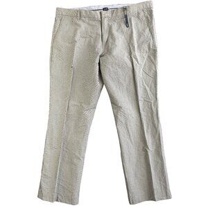 GAP Khakis Tailored Fit Straight Leg Pinstripe Pants 44x32 Gray Linen Blend